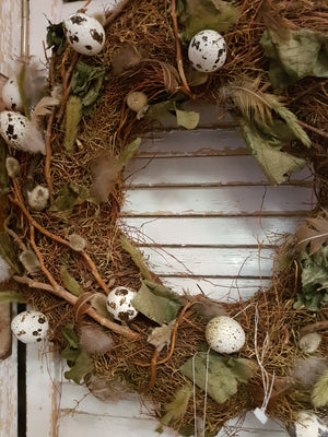 larger twig wreath with quail eggs 