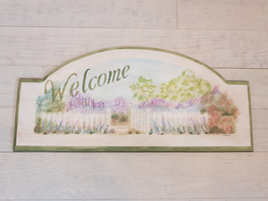 welcome floral sign, wooden 