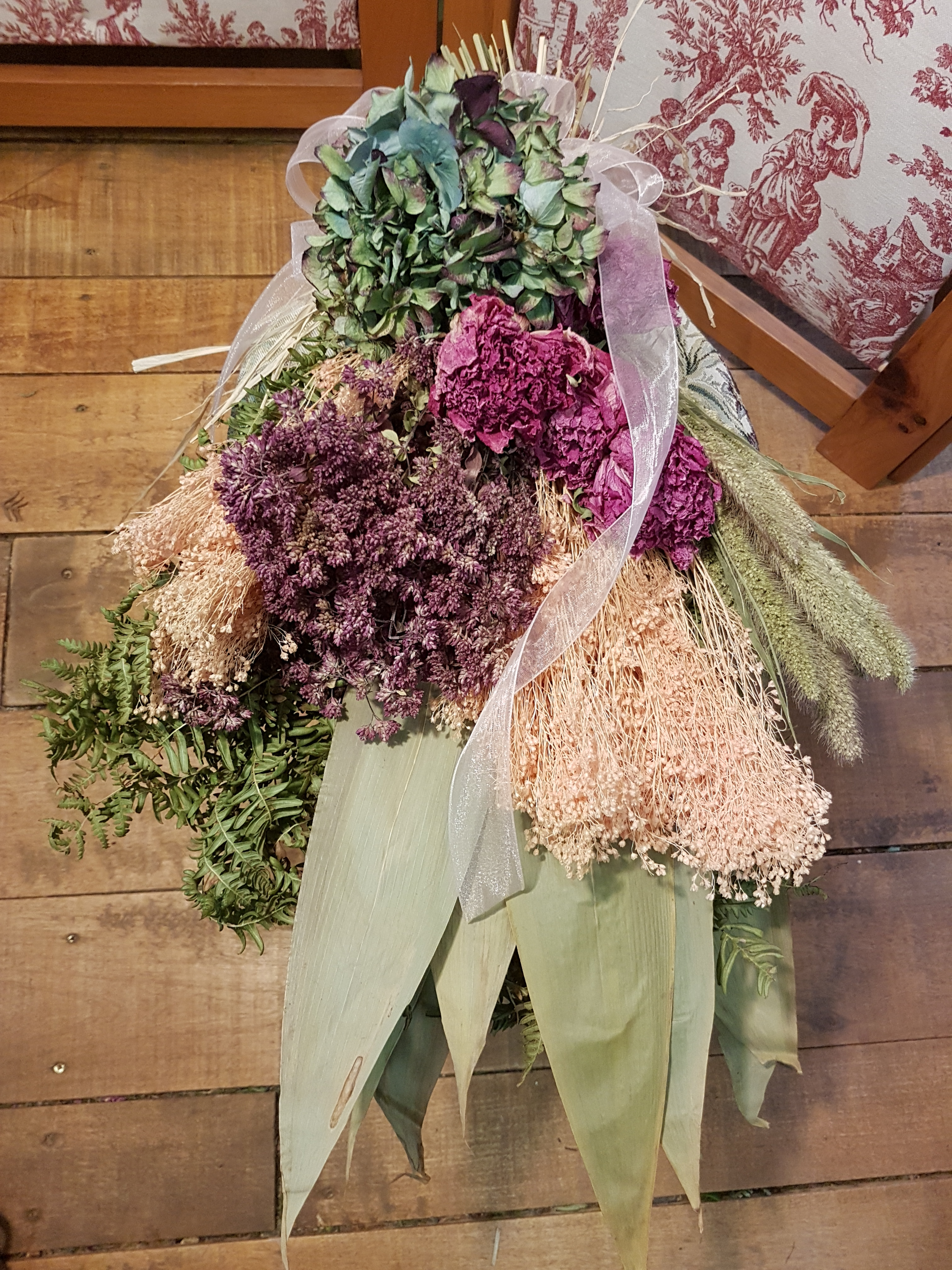 Dried Flower Bouquet with peonies, dried ferns, oregano and grasses