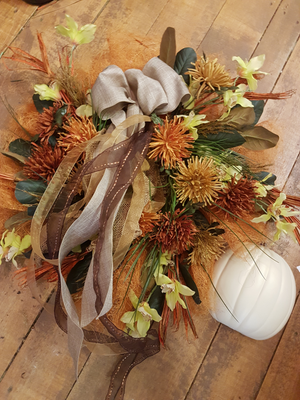 Faux botanical Fall wreath